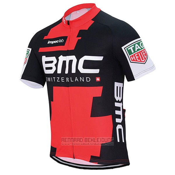 2017 Fahrradbekleidung BMC Rot und Shwarz Trikot Kurzarm und Tragerhose